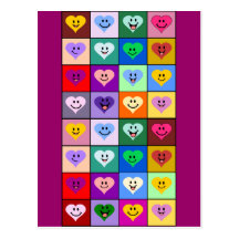 Corazones sonrientes multicolores postal