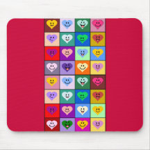 Corazones sonrientes multicolores tapetes de ratón