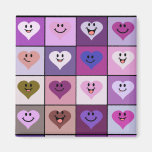 Corazones sonrientes rosados y púrpuras imán