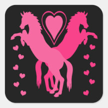 Corazones y caballos calcomanía cuadrada personalizada