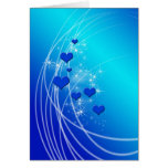 Corazones y chispas azules tarjeta