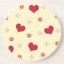 Corazones y estrellas rojos posavasos para bebidas