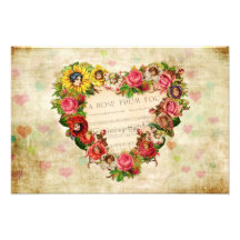 Corazones y flores del vintage arte con fotos