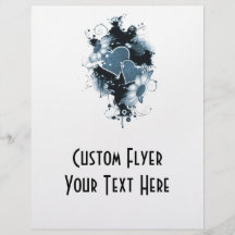 Corazones y flores dobles - azul flyer a todo color