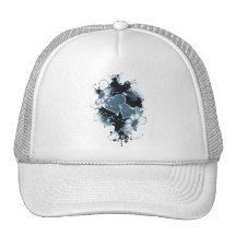 Corazones y flores dobles - azul gorro de camionero