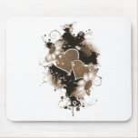 Corazones y flores dobles - sepia Brown Alfombrillas De Ratones