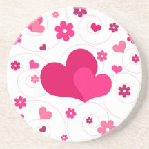 Corazones y flores posavasos cerveza