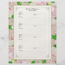 Cordón del Hydrangea del rosa de la página del lib Tarjetas Publicitarias