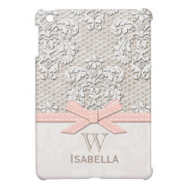 Cordón rosado con monograma del vintage fundas ipad mini