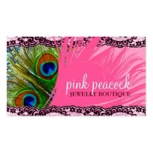 Cordón rosado del pavo real 311 tarjetas de negocios