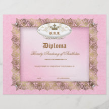Corona del cordón del oro del rosa del diploma de  flyer personalizado