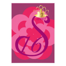 Coronación-Personalizar púrpura del dulce dieciséi Invitación Personalizada