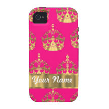 Coronas del oro en rosas fuertes Case-Mate iPhone 4 funda