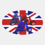Corredores del muchacho de la vespa en el Union Ja Calcomanías De Ovales Personalizadas