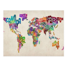 Correspondencia de texto del mundo tarjetas postales