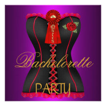 Corsé rojo negro magenta del oro del fiesta de Bac Invitaciones Personales
