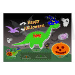 Corte de los dinosaurios 3D del feliz Halloween y  Tarjetón