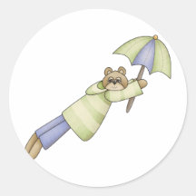 Cosas de la primavera · Verde y azul del oso Etiquetas Redondas