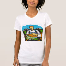 Cosecha orgánica de la producción de granja del gr camiseta