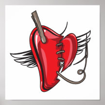 cosido encima de corazón del ángel impresiones
