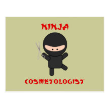 cosmetologist del ninja con las tijeras postales