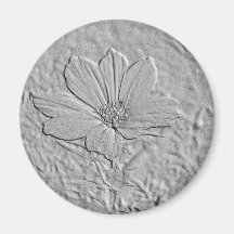 Cosmos grabado en relieve de la plata de la mirada imán de frigorífico