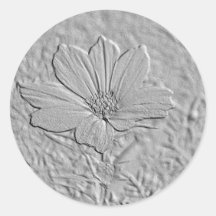 Cosmos grabado en relieve de la plata de la mirada pegatinas redondas