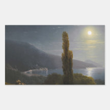 Costa crimea en el claro de luna Ivan Aivazovsky Rectangular Pegatinas