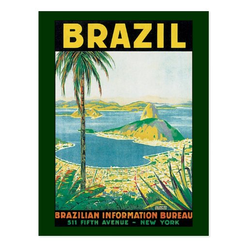 Costa de la playa del viaje del vintage, Río de Ja Tarjeta Postal