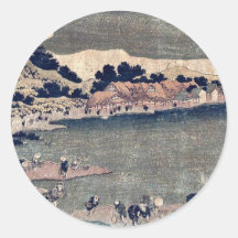 Costa de Nobuto en Shimosa por Katsushika, Hokusai Pegatinas Redondas
