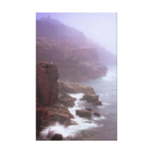 Costa rugosa de Maine en la niebla blanca Impresión De Lienzo
