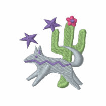 Coyote y cactus camisetas bordadas