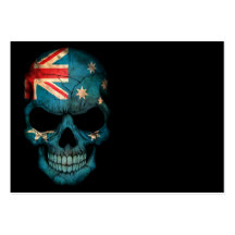 Cráneo australiano de la bandera en negro tarjeta de visita