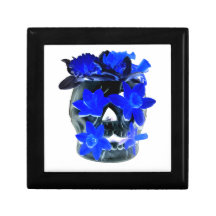Cráneo azul y negro de neón del narciso cajas de regalo