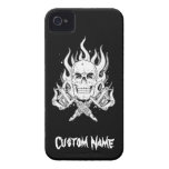 Cráneo blanco negro clásico elegante simple fresco Case-Mate iPhone 4 cobertura