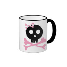 Cráneo bosquejado del caramelo en negro tazas