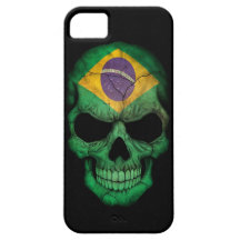 Cráneo brasileño de la bandera en negro iPhone 5 Case-Mate carcasa