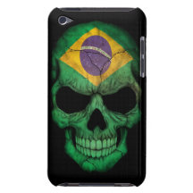 Cráneo brasileño de la bandera en negro Case-Mate iPod touch carcasa