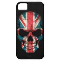 Cráneo británico de la bandera en negro iPhone 5 Case-Mate fundas