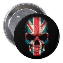 Cráneo británico de la bandera en negro pins