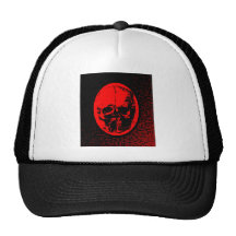 Cráneo carmesí espeluznante gorro de camionero