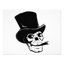 Cráneo con diseño del sombrero de copa y del cigar comunicados