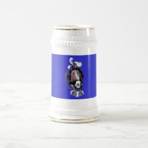 Cráneo con el pelo tazas