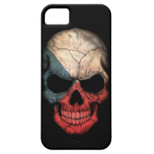 Cráneo de la bandera de la República Checa en negr iPhone 5 Case-Mate Fundas
