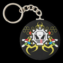 Cráneo de la tecnología del Biohazard llaveros