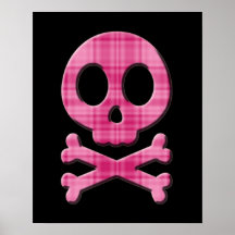 Cráneo de la tela escocesa de la fresa posters