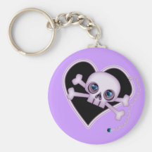 Cráneo de neón púrpura llaveros personalizados