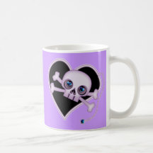 Cráneo de neón púrpura tazas de café