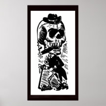 Cráneo del azúcar con el cigarro poster