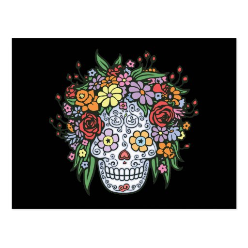 Cráneo del azúcar de Flowerhair Tarjetas Postales